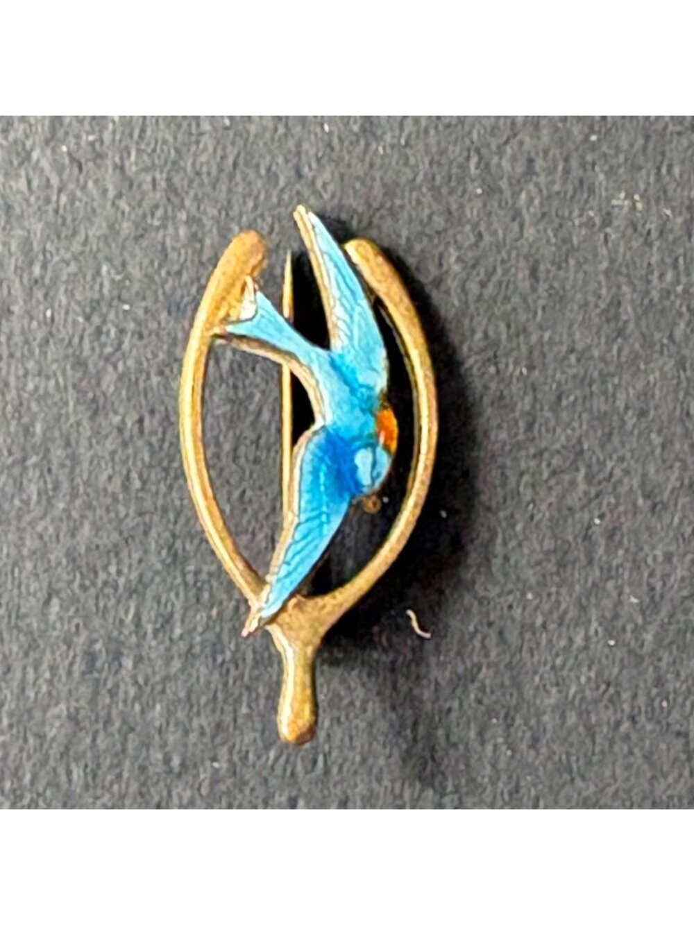 Victorian Guilloche Vintage Horseshoe Pin Enamel Bird Hunger Games Lucky